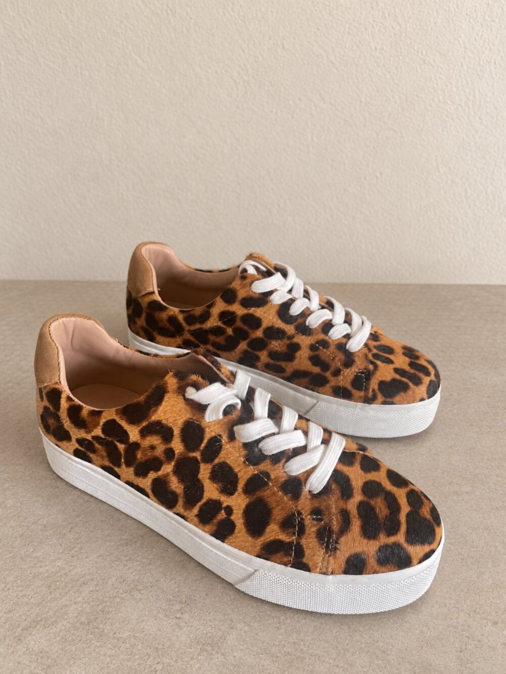BODEN Flatform Leopard Print Cowhide Leather Trainers 8